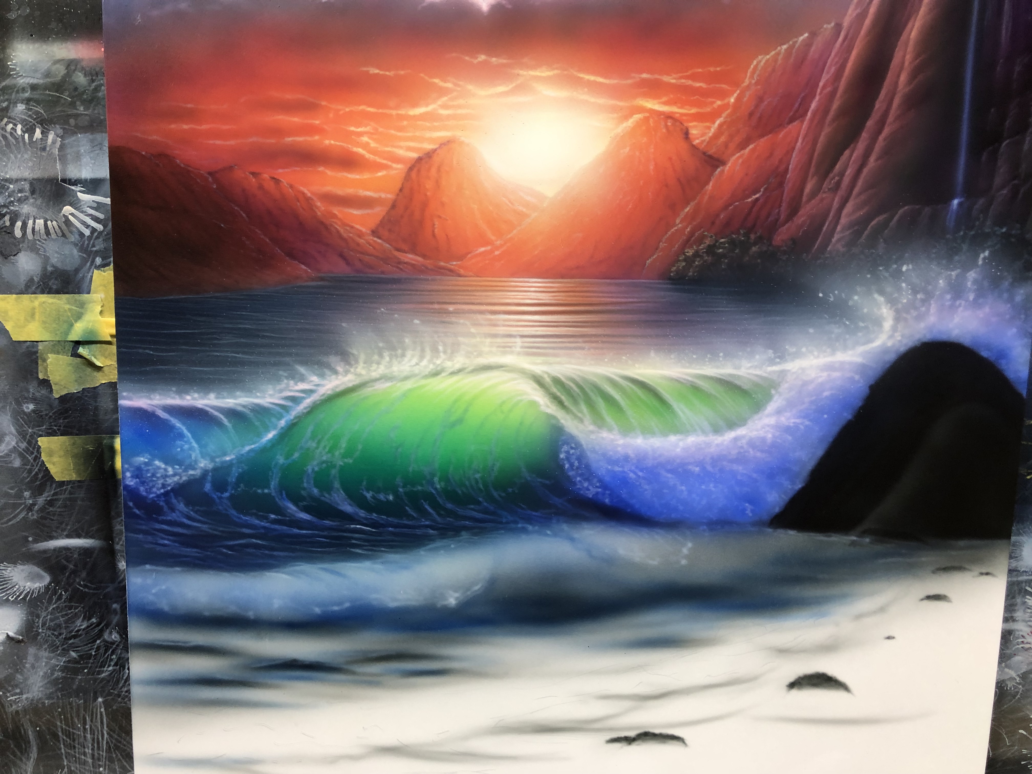 エアブラシオンラインスクール風景画編 波の描き方（波のしぶき1