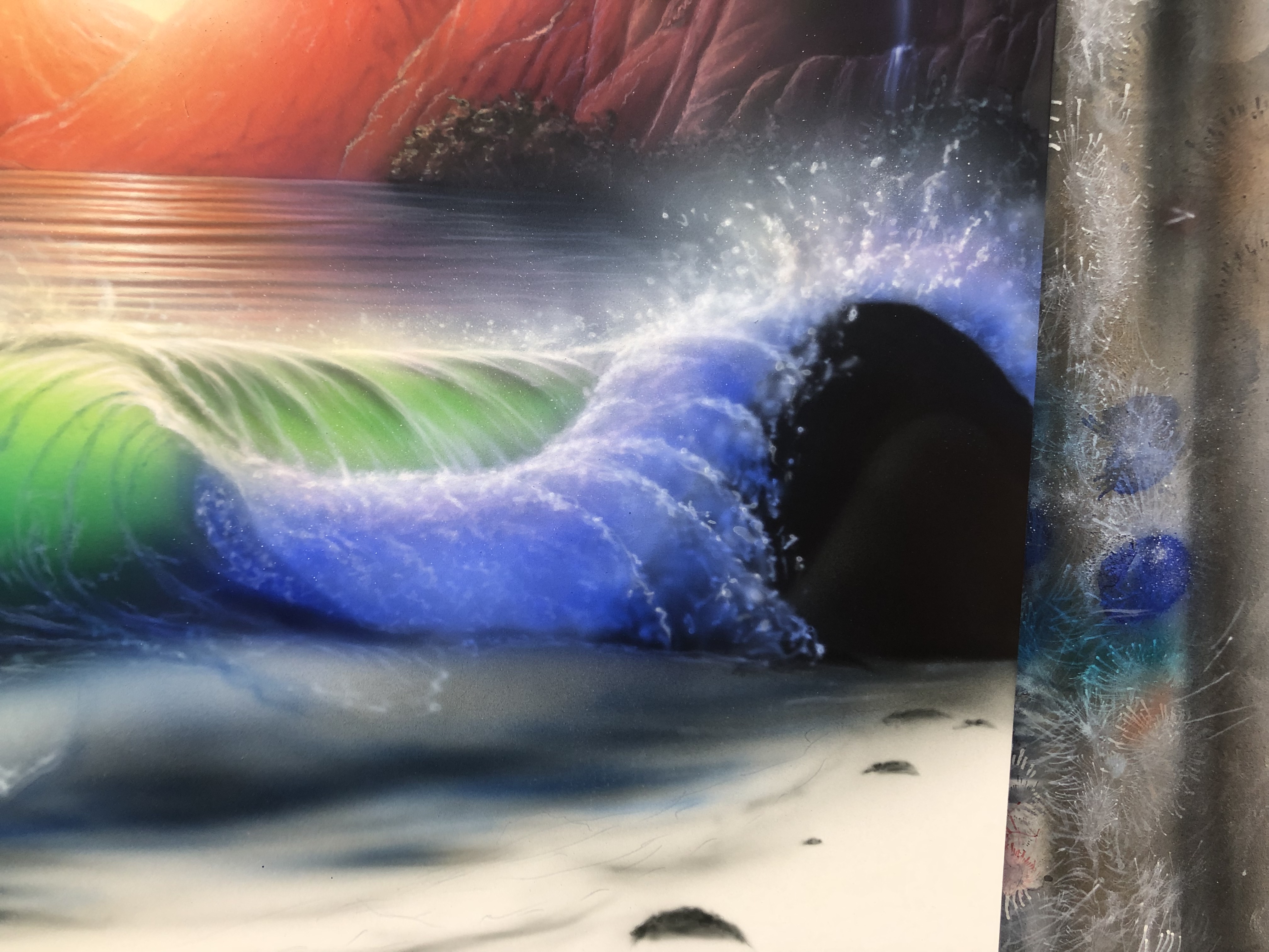 エアブラシオンラインスクール風景画編 波の描き方 波のしぶき2 エアブラシオンラインスクール
