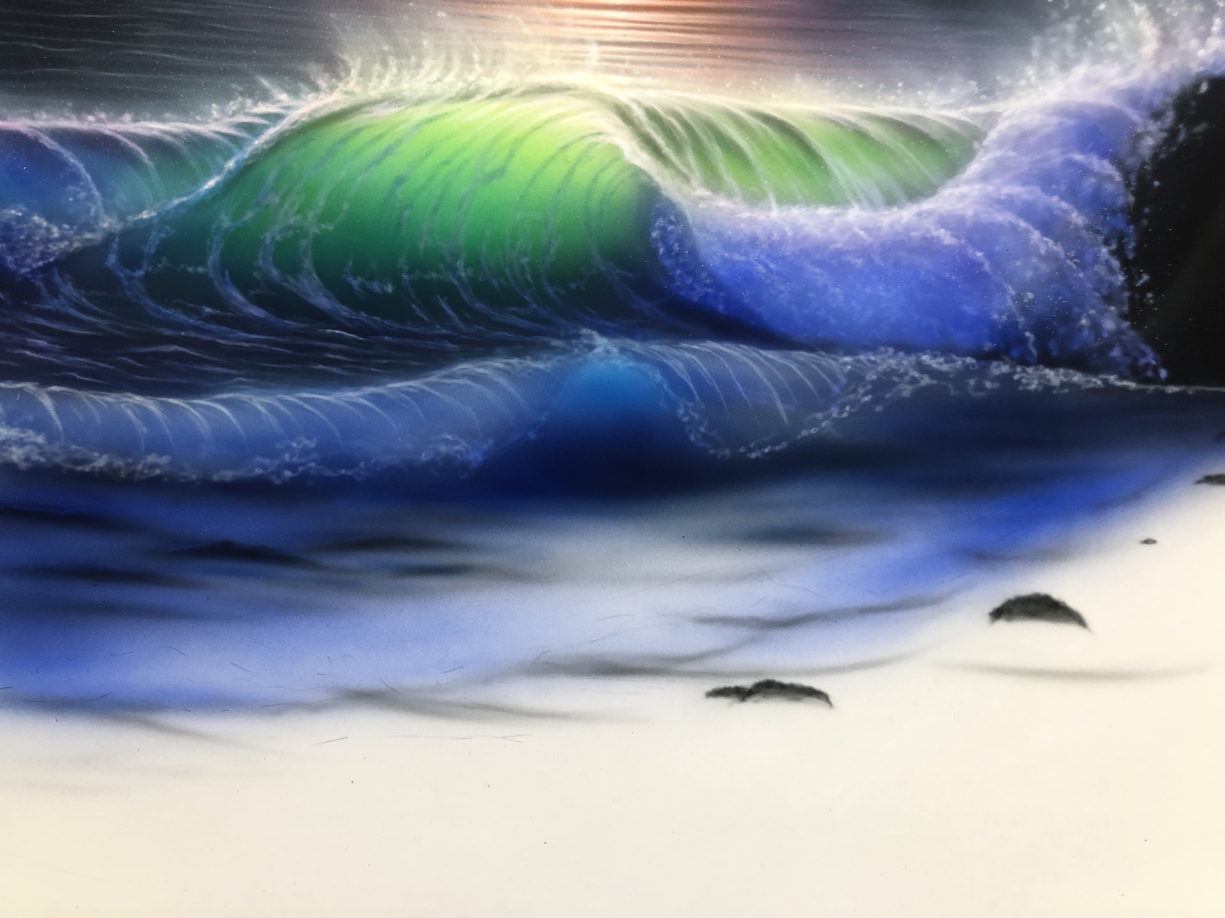 青色系 波と空の風景 絵画海 Amazon.co.jp: ウィラード・アリザラ『Sea at Down（F50）』油彩
