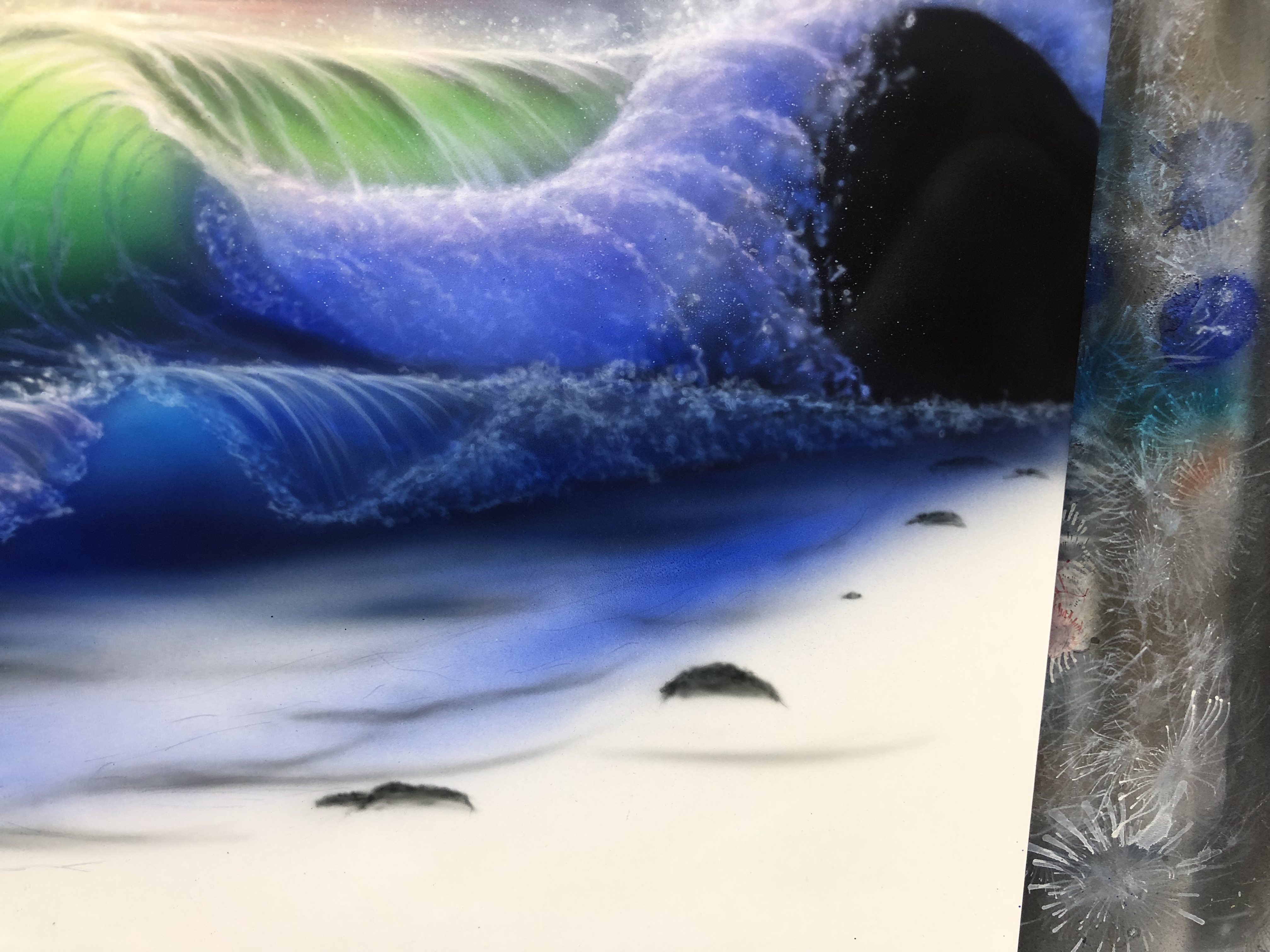 エアブラシオンラインスクール風景画編 波の描き方 小さな波 エアブラシオンラインスクール